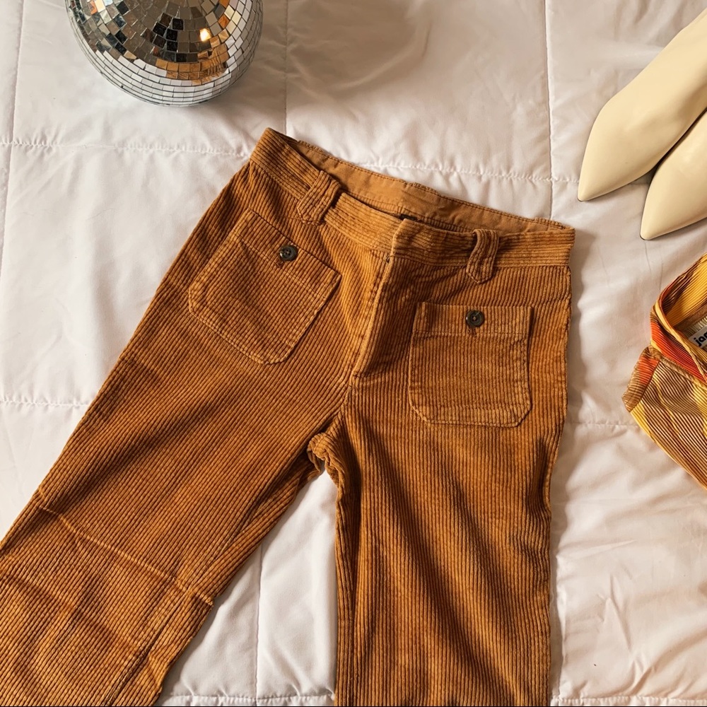 Free People Tan Corduroy Flare Cut Pants